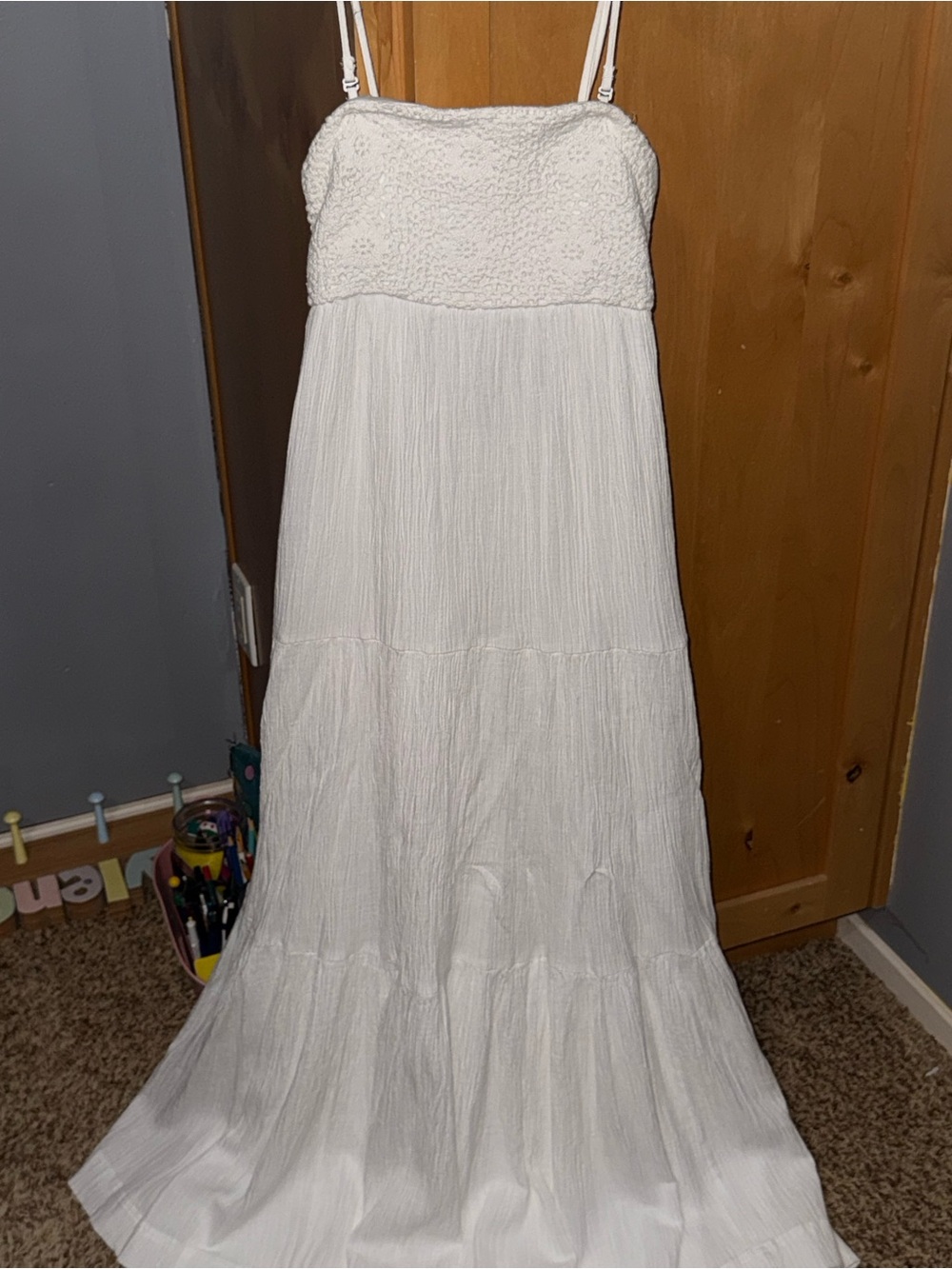 American Eagle Outfitters White Spaghetti-Strap Maxi Dress